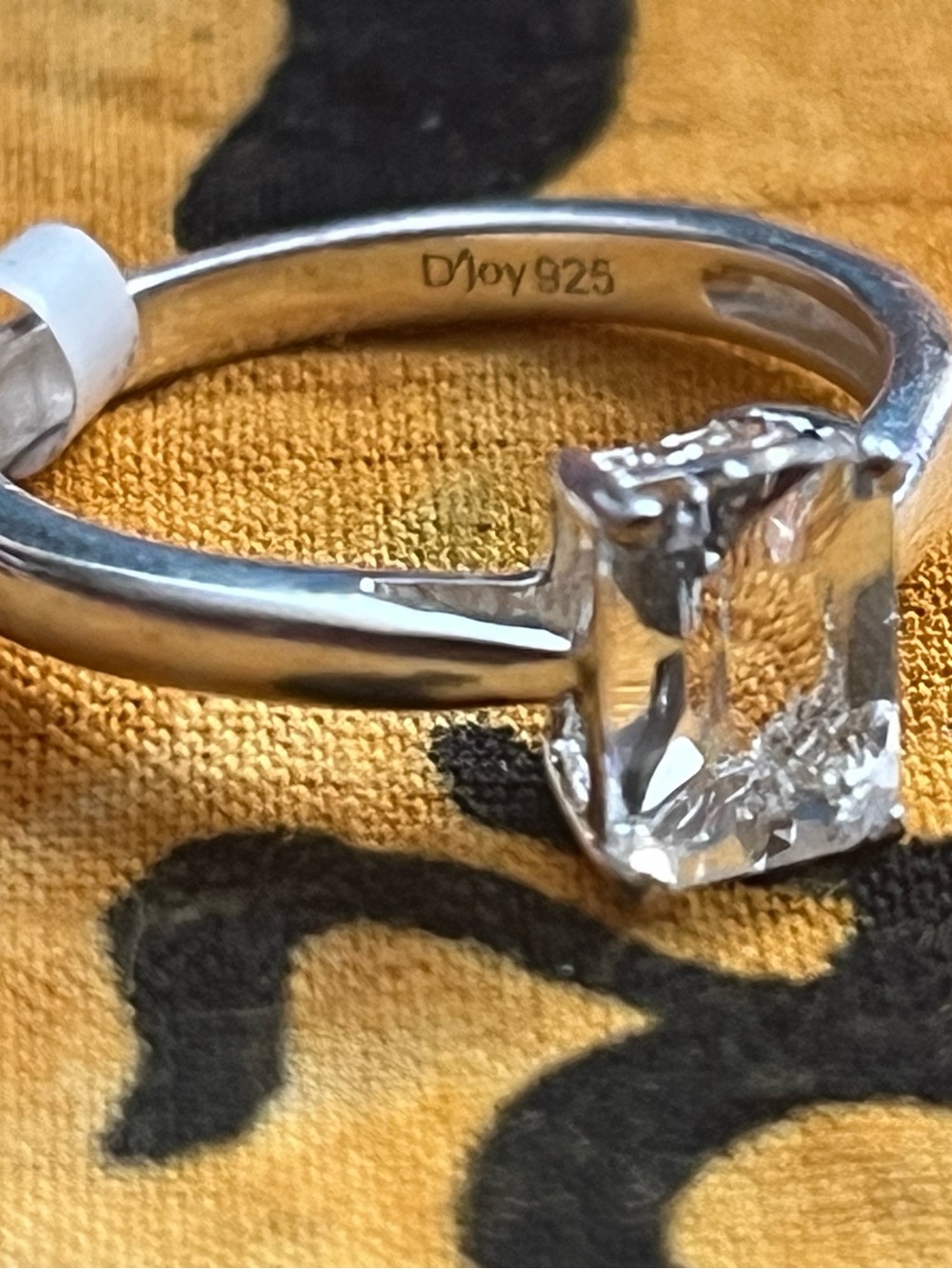 D’Joy 925 Petalite Emerald-Cut Solitaire Ring, Size 5